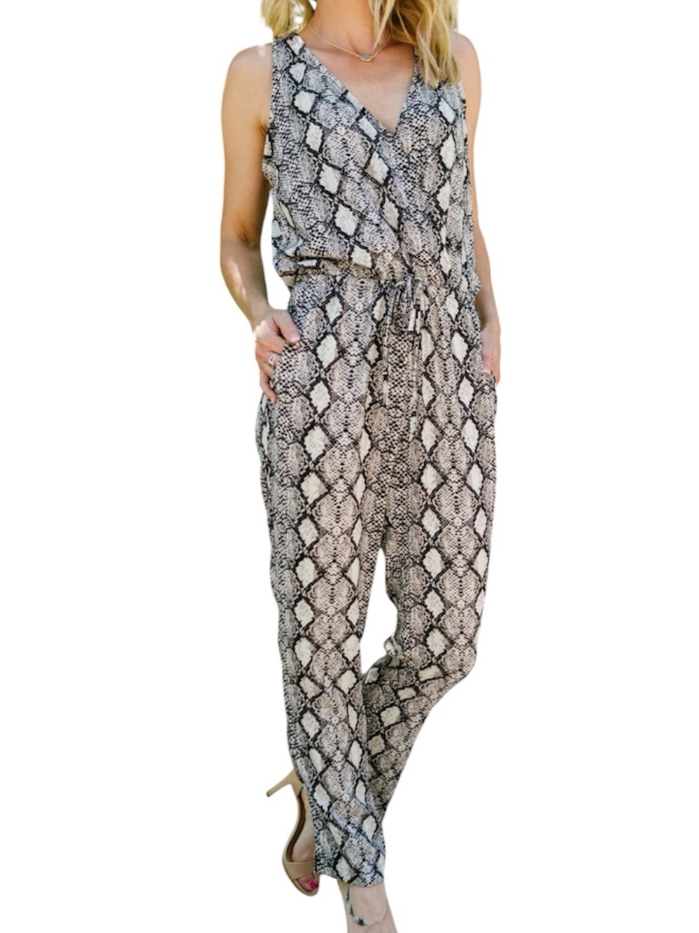 Veronica M Mariella jumpsuit size small snakeskin print